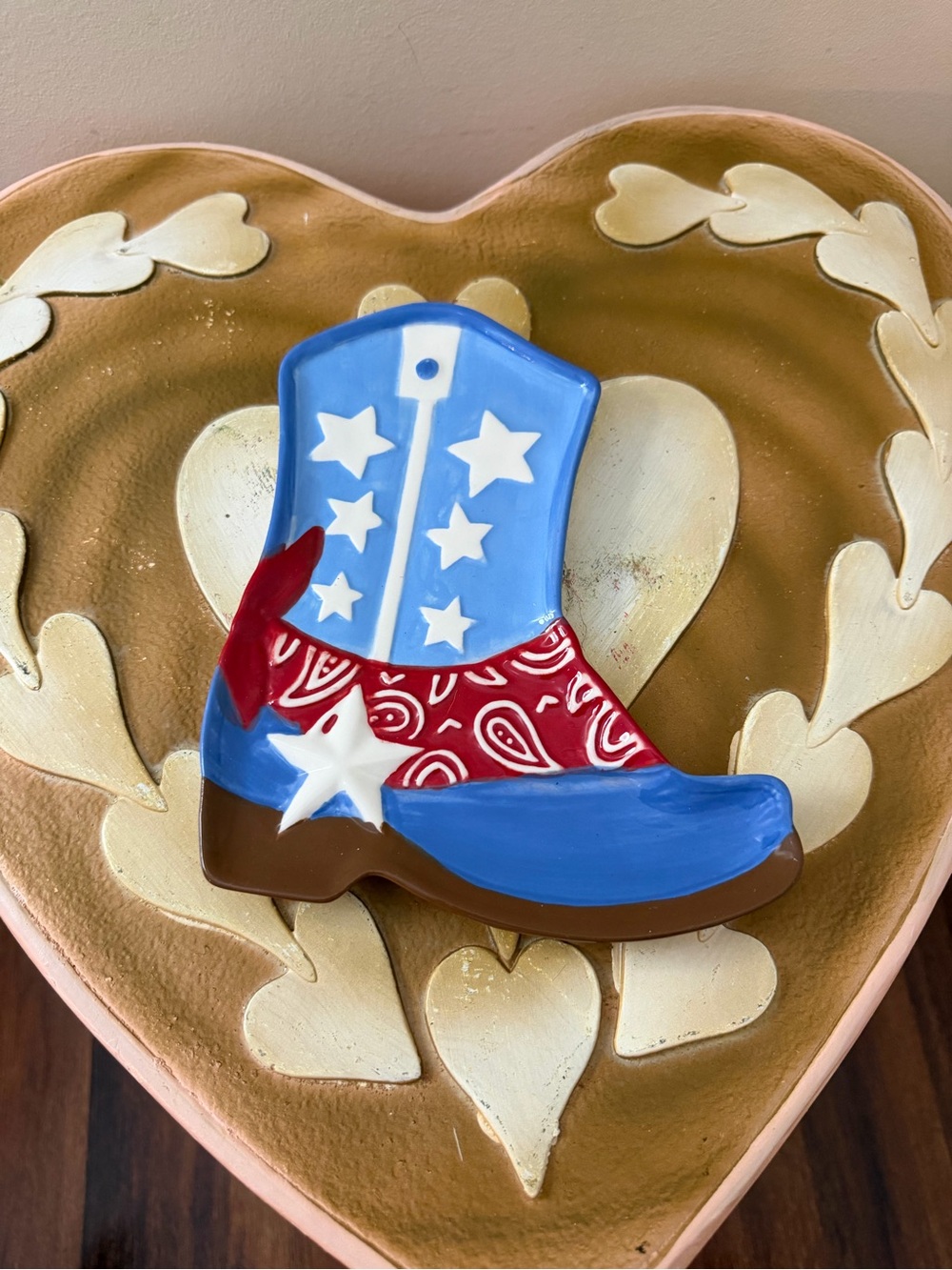 Ceramic 4th of July Patriotic Cowboy Boot Spoon Rest